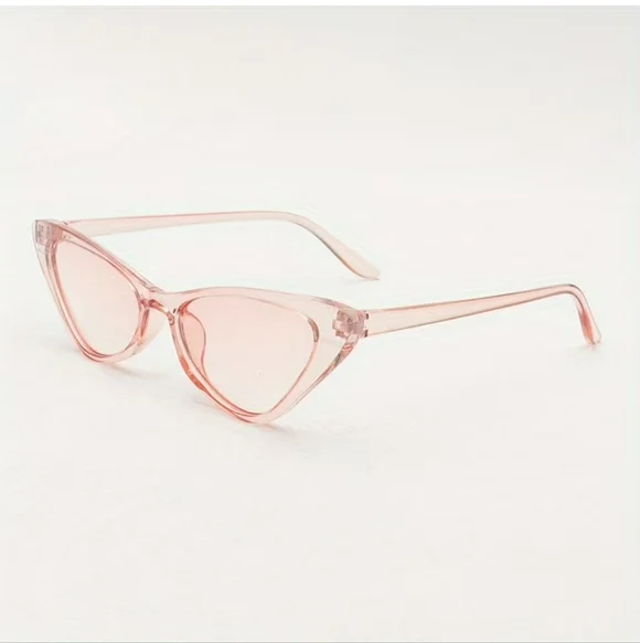 💚5/$25 CLEAR PINK RETRO CAT EYE SUNGLASSES UV Protection - Picture 1 of 4